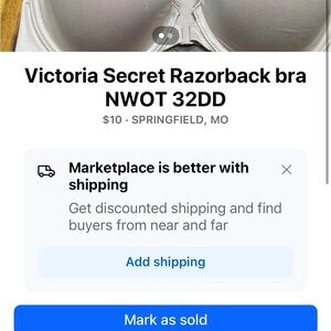 Victoria's Secret Silver Razorback Bra
